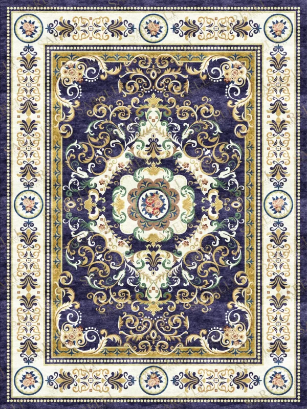 Sarelli Interiors Textiles Imperial Rococo Flourish Classic Aubusson Style Custom Bespoke Elegant Italian Luxury Premium Handmade & Handtufted Area Rug Carpet, Made of Viscose Material, With Cotton Backing, High & Low Processing Method, 8-14mm Thickness, Available in Bamboo Silk, Tencel, Viscose, Fine Wool, Flame Retardant & Stain Resistant Optional Finishes