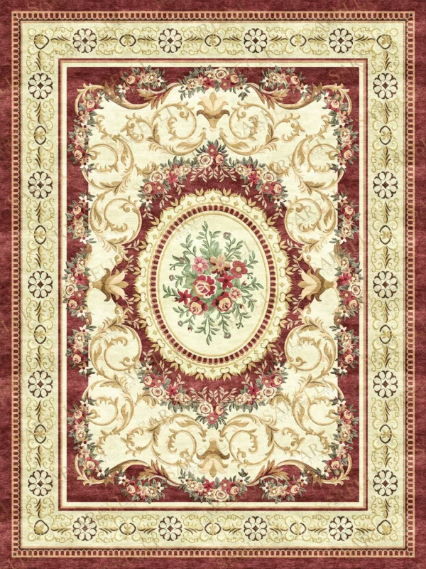 Sarelli Interiors Textiles Luxury Garland Arabesque Classic Savonnerie Style Custom Bespoke Elegant Italian Luxury Premium Handmade & Handtufted Area Rug Carpet, Made of Viscose Material, With Cotton Backing, 1 Level Cut Pile Processing Method, 8-14mm Thickness, Available in Bamboo Silk, Tencel, Viscose, Fine Wool, Flame Retardant & Stain Resistant Optional Finishes