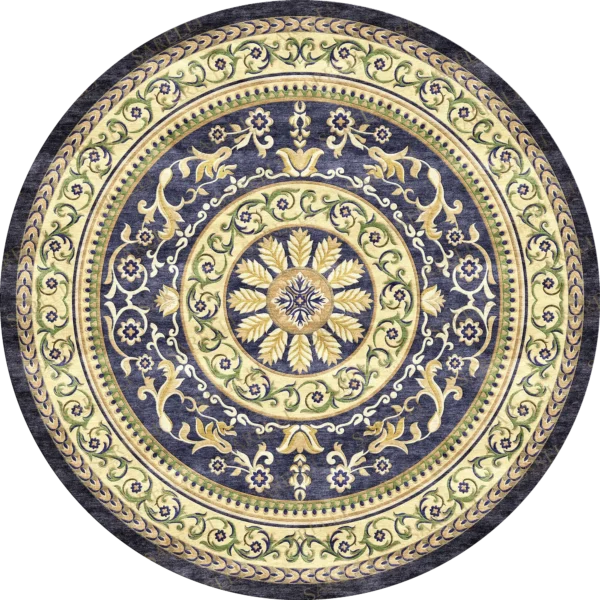 Sarelli Interiors Textiles Imperial Round Medallion Classic Aubusson Style Custom Bespoke Elegant Italian Luxury Premium Handmade & Handtufted Area Rug Carpet, Made of Viscose Material, With Cotton Backing, 1 Level Cut Pile Processing Method, 8-14mm Thickness, Available in Bamboo Silk, Tencel, Viscose, Fine Wool, Flame Retardant & Stain Resistant Optional Finishes