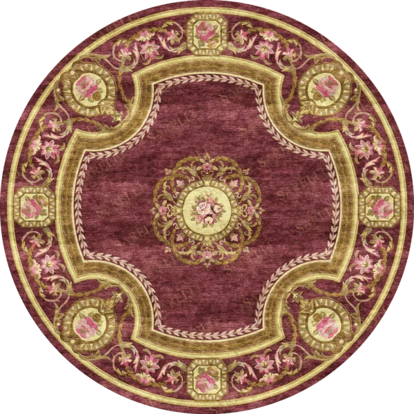 Sarelli Interiors Textiles Classical Garland Wreath Classic Neoclassic Style Custom Bespoke Elegant Italian Luxury Premium Handmade & Handtufted Area Rug Carpet, Made of Bamboo Silk Material, With Cotton Backing, 2 Levels & Carving Processing Method, 8-14mm Thickness, Available in Bamboo Silk, Tencel, Viscose, Fine Wool, Flame Retardant & Stain Resistant Optional Finishes
