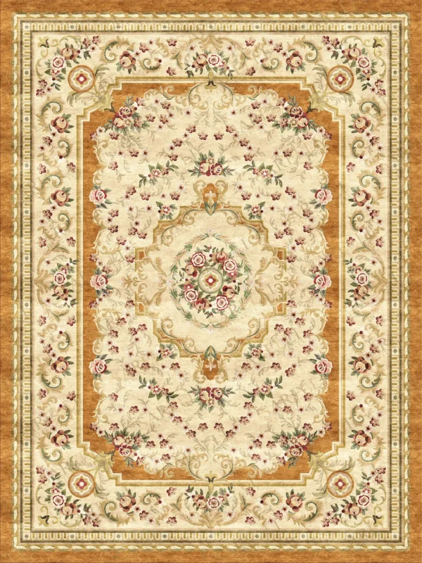 Sarelli Interiors Textiles Botanical Crest Harmony Classic Savonnerie Style Custom Bespoke Elegant Italian Luxury Premium Handmade & Handtufted Area Rug Carpet, Made of Viscose Material, With Cotton Backing, 2 Levels Processing Method, 8-14mm Thickness, Available in Bamboo Silk, Tencel, Viscose, Fine Wool, Flame Retardant & Stain Resistant Optional Finishes