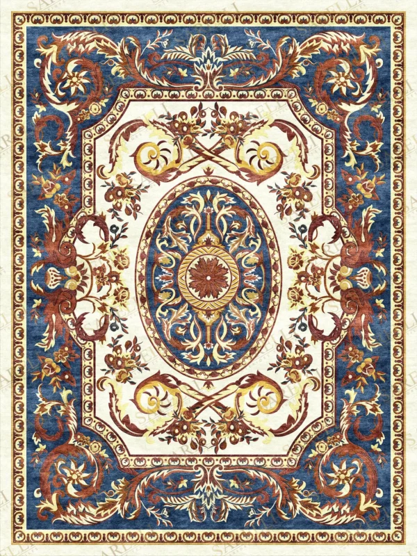 Sarelli Interiors Textiles Royal Acanthus Majilis Classic Savonnerie Style Custom Bespoke Elegant Italian Luxury Premium Handmade & Handtufted Area Rug Carpet, Made of Viscose Material, With Cotton Backing, 1 Level Cut Pile Processing Method, 8-14mm Thickness, Available in Bamboo Silk, Tencel, Viscose, Fine Wool, Flame Retardant & Stain Resistant Optional Finishes