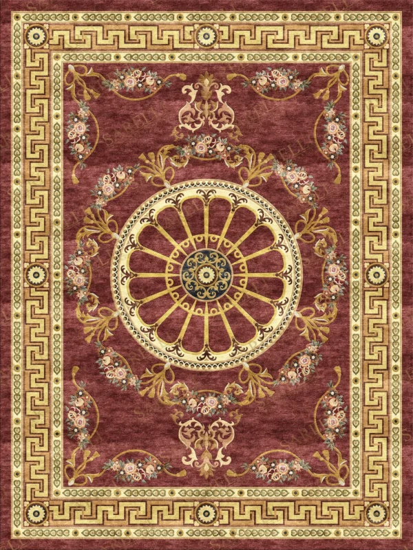 Sarelli Interiors Textiles Imperial Greek Medallion Classic Aubusson Style Custom Bespoke Elegant Italian Luxury Premium Handmade & Handtufted Area Rug Carpet, Made of Viscose Material, With Cotton Backing, 1 Level Cut Pile Processing Method, 8-14mm Thickness, Available in Bamboo Silk, Tencel, Viscose, Fine Wool, Flame Retardant & Stain Resistant Optional Finishes