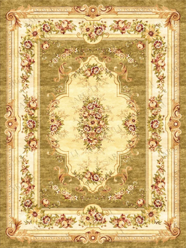 Sarelli Interiors Textiles Romantic Garden Bouquet Classic Aubusson Style Custom Bespoke Elegant Italian Luxury Premium Handmade & Handtufted Area Rug Carpet, Made of Viscose Material, With Cotton Backing, 1 Level Cut Pile / 3 Levels Processing Method, 8-14mm Thickness, Available in Bamboo Silk, Tencel, Viscose, Fine Wool, Flame Retardant & Stain Resistant Optional Finishes