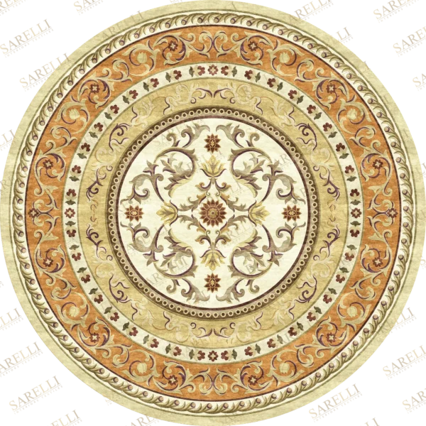 Sarelli Interiors Textiles Ornate Majilis Garland Classic Timeless Style Custom Bespoke Elegant Italian Luxury Premium Handmade & Handtufted Area Rug Carpet, Made of Botanical Silk Material, With Cotton Backing, 1 Level Cut Pile & Carving Processing Method, 8-14mm Thickness, Available in Bamboo Silk, Tencel, Viscose, Fine Wool, Flame Retardant & Stain Resistant Optional Finishes