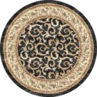 Sarelli Interiors Textiles Round Baroque Medallion Classic Timeless Style Custom Bespoke Elegant Italian Luxury Premium Handmade & Handtufted Area Rug Carpet, Made of Botanical Silk Material, With Cotton Backing, 2 Levels & Carving Processing Method, 8-14mm Thickness, Available in Bamboo Silk, Tencel, Viscose, Fine Wool, Flame Retardant & Stain Resistant Optional Finishes