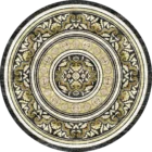 Sarelli Interiors Textiles Circular Baroque Crest Classic Timeless Style Custom Bespoke Elegant Italian Luxury Premium Handmade & Handtufted Area Rug Carpet, Made of Botanical Silk Material, With Cotton Backing, 1 Level Cut Pile Processing Method, 8-14mm Thickness, Available in Bamboo Silk, Tencel, Viscose, Fine Wool, Flame Retardant & Stain Resistant Optional Finishes