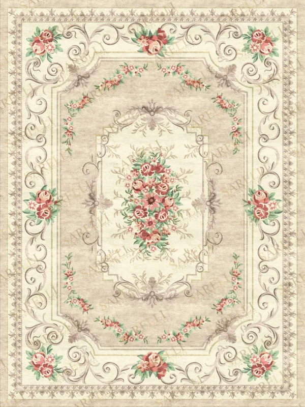 Sarelli Interiors Textiles Palladian Floral Essence Classic Savonnerie Style Custom Bespoke Elegant Italian Luxury Premium Handmade & Handtufted Area Rug Carpet, Made of Viscose Material, With Cotton Backing, 3 Levels Processing Method, 8-14mm Thickness, Available in Bamboo Silk, Tencel, Viscose, Fine Wool, Flame Retardant & Stain Resistant Optional Finishes