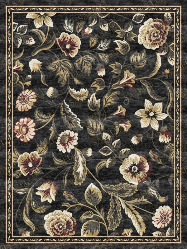 Sarelli Interiors Textiles Garden Flower Dance Classic Timeless Style Custom Bespoke Elegant Italian Luxury Premium Handmade & Handtufted Area Rug Carpet, Made of Botanical Silk Material, With Cotton Backing, 1 Level Cut Pile Processing Method, 8-14mm Thickness, Available in Bamboo Silk, Tencel, Viscose, Fine Wool, Flame Retardant & Stain Resistant Optional Finishes