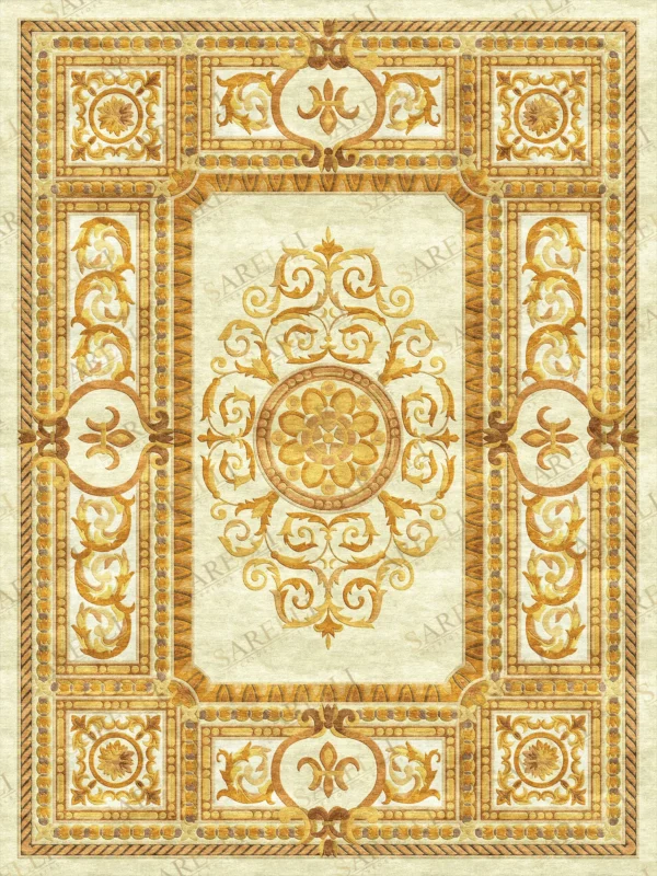 Sarelli Interiors Textiles Royal Acanthus Embellish Classic Neoclassic Style Custom Bespoke Elegant Italian Luxury Premium Handmade & Handtufted Area Rug Carpet, Made of Bamboo Silk Material, With Cotton Backing, 3 Levels Processing Method, 8-14mm Thickness, Available in Bamboo Silk, Tencel, Viscose, Fine Wool, Flame Retardant & Stain Resistant Optional Finishes