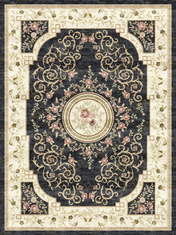 Sarelli Interiors Textiles Noble Floral Garden Classic Aubusson Style Custom Bespoke Elegant Italian Luxury Premium Handmade & Handtufted Area Rug Carpet, Made of Viscose Material, With Cotton Backing, 3 Levels Processing Method, 8-14mm Thickness, Available in Bamboo Silk, Tencel, Viscose, Fine Wool, Flame Retardant & Stain Resistant Optional Finishes