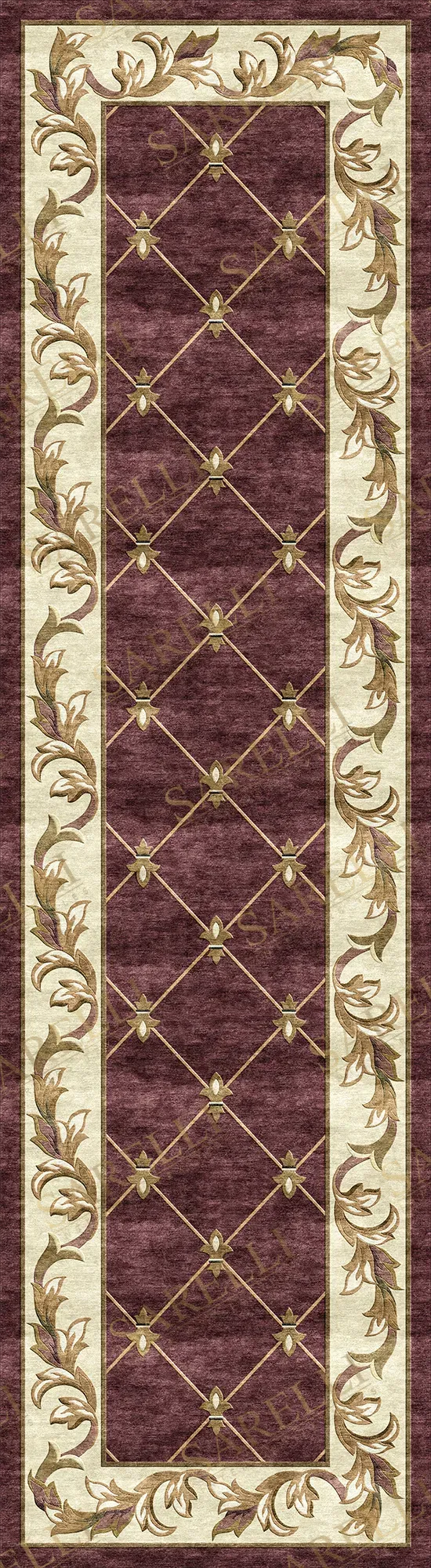 Sarelli Interiors Textiles Neoclassic Corridor Design Classic Neoclassic Style Custom Bespoke Elegant Italian Luxury Premium Handmade & Handtufted Area Rug Carpet, Made of Bamboo Silk Material, With Cotton Backing, 2 Levels Processing Method, 8-14mm Thickness, Available in Bamboo Silk, Tencel, Viscose, Fine Wool, Flame Retardant & Stain Resistant Optional Finishes