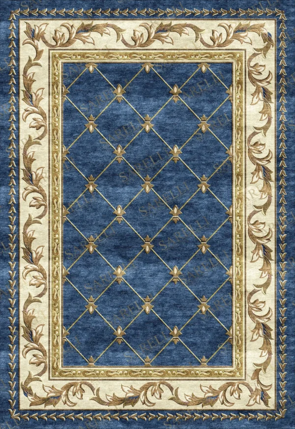 Sarelli Interiors Textiles Geometrical Leaf Majesty Classic Neoclassic Style Custom Bespoke Elegant Italian Luxury Premium Handmade & Handtufted Area Rug Carpet, Made of Bamboo Silk Material, With Cotton Backing, 2 Levels & Carving Processing Method, 8-14mm Thickness, Available in Bamboo Silk, Tencel, Viscose, Fine Wool, Flame Retardant & Stain Resistant Optional Finishes