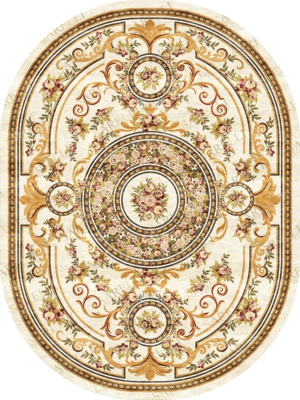 Sarelli Interiors Textiles Regal Rosette Pantheon Classic Savonnerie Style Custom Bespoke Elegant Italian Luxury Premium Handmade & Handtufted Area Rug Carpet, Made of Viscose Material, With Cotton Backing, 1 Level Cut Pile Processing Method, 8-14mm Thickness, Available in Bamboo Silk, Tencel, Viscose, Fine Wool, Flame Retardant & Stain Resistant Optional Finishes