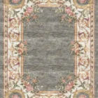 Sarelli Interiors Textiles Elegant Floreal Border Classic Timeless Style Custom Bespoke Elegant Italian Luxury Premium Handmade & Handtufted Area Rug Carpet, Made of Botanical Silk Material, With Cotton Backing, 2 Levels & Carving Processing Method, 8-14mm Thickness, Available in Bamboo Silk, Tencel, Viscose, Fine Wool, Flame Retardant & Stain Resistant Optional Finishes