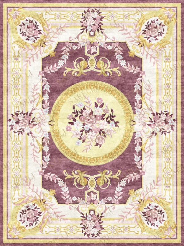 Sarelli Interiors Textiles Ethereal Bloom Framework Classic Savonnerie Style Custom Bespoke Elegant Italian Luxury Premium Handmade & Handtufted Area Rug Carpet, Made of Viscose Material, With Cotton Backing, 2 Levels & Carving Processing Method, 8-14mm Thickness, Available in Bamboo Silk, Tencel, Viscose, Fine Wool, Flame Retardant & Stain Resistant Optional Finishes