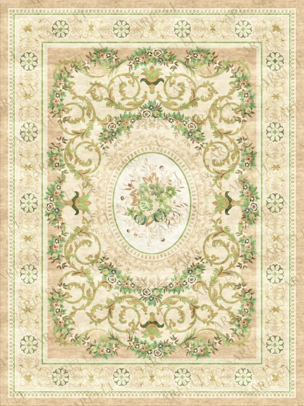 Sarelli Interiors Textiles Verdant Acanthus Medallion Classic Aubusson Style Custom Bespoke Elegant Italian Luxury Premium Handmade & Handtufted Area Rug Carpet, Made of Viscose Material, With Cotton Backing, 1 Level Cut Pile Processing Method, 8-14mm Thickness, Available in Bamboo Silk, Tencel, Viscose, Fine Wool, Flame Retardant & Stain Resistant Optional Finishes