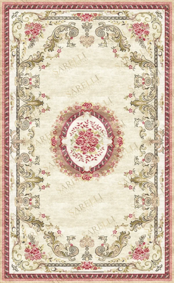 Sarelli Interiors Textiles Romantic Bloom Paradise Classic Aubusson Style Custom Bespoke Elegant Italian Luxury Premium Handmade & Handtufted Area Rug Carpet, Made of Viscose Material, With Cotton Backing, High & Low Processing Method, 8-14mm Thickness, Available in Bamboo Silk, Tencel, Viscose, Fine Wool, Flame Retardant & Stain Resistant Optional Finishes