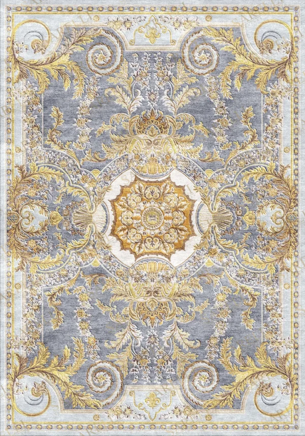 Sarelli Interiors Textiles Gilded Mirage Essence Classic Aubusson Style Custom Bespoke Elegant Italian Luxury Premium Handmade & Handtufted Area Rug Carpet, Made of Viscose Material, With Cotton Backing, High & Low Processing Method, 8-14mm Thickness, Available in Bamboo Silk, Tencel, Viscose, Fine Wool, Flame Retardant & Stain Resistant Optional Finishes