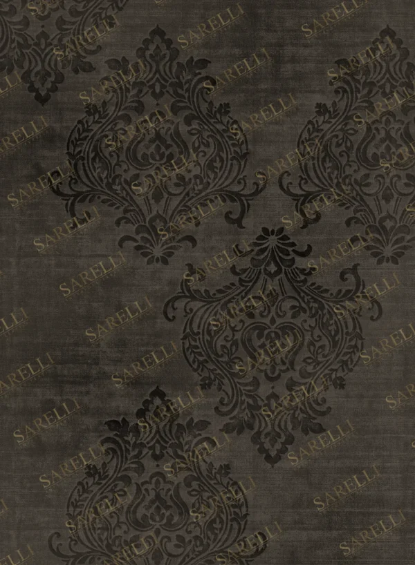 Sarelli Interiors Textiles Slate Garden Contemporary Legacy Style Custom Bespoke Elegant Italian Luxury Premium Handmade & Handtufted Area Rug Carpet, Made of Viscose Material, With Cotton Backing, 2 Levels High & Low & Carving Processing Method, 8-14mm Thickness, Available in Bamboo Silk, Tencel, Viscose, Fine Wool, Flame Retardant & Stain Resistant Optional Finishes
