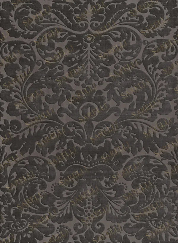 Sarelli Interiors Textiles Metropolitan Scroll Emboss Contemporary Earth Impression Style Custom Bespoke Elegant Italian Luxury Premium Handmade & Handtufted Area Rug Carpet, Made of Viscose Material, With Cotton Backing, 2 Levels High & Low Processing Method, 8-14mm Thickness, Available in Bamboo Silk, Tencel, Viscose, Fine Wool, Flame Retardant & Stain Resistant Optional Finishes