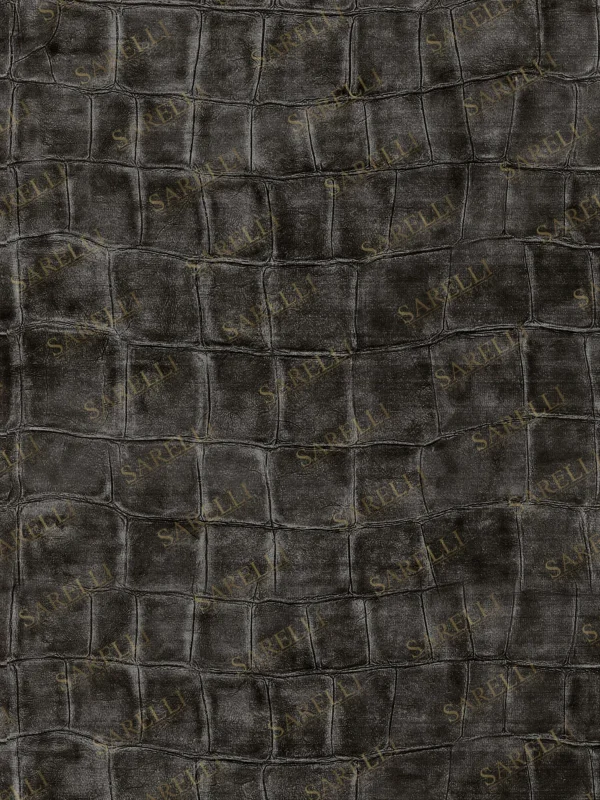 Sarelli Interiors Textiles Crocodile Grid Contemporary Earth Impression Style Custom Bespoke Elegant Italian Luxury Premium Handmade & Handtufted Area Rug Carpet, Made of Bamboo Silk Material, With Cotton Backing, 1 Level Cut Pile & Carving Processing Method, 8-14mm Thickness, Available in Bamboo Silk, Tencel, Viscose, Fine Wool, Flame Retardant & Stain Resistant Optional Finishes
