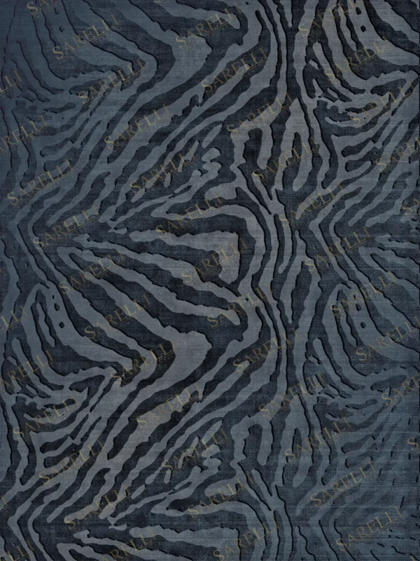 Sarelli Interiors Textiles Zebra Drift Contemporary Earth Impression Style Custom Bespoke Elegant Italian Luxury Premium Handmade & Handtufted Area Rug Carpet, Made of Viscose & New Zealand Wool Material, With Cotton Backing, 2 Levels High & Low Processing Method, 8-14mm Thickness, Available in Bamboo Silk, Tencel, Viscose, Fine Wool, Flame Retardant & Stain Resistant Optional Finishes
