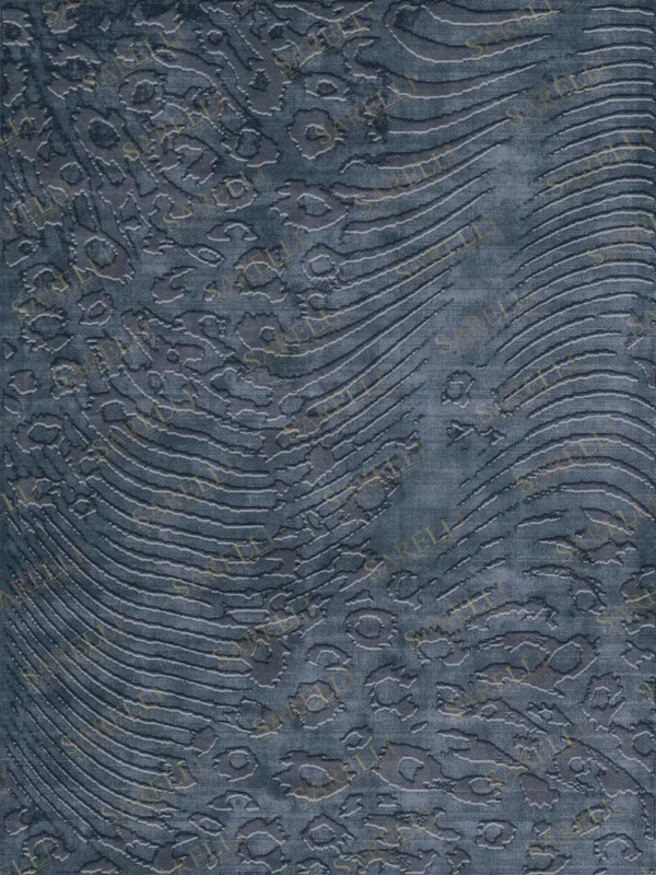 Sarelli Interiors Textiles Safari Waves Contemporary Earth Impression Style Custom Bespoke Elegant Italian Luxury Premium Handmade & Handtufted Area Rug Carpet, Made of Viscose Material, With Cotton Backing, 2 Levels High & Low Processing Method, 8-14mm Thickness, Available in Bamboo Silk, Tencel, Viscose, Fine Wool, Flame Retardant & Stain Resistant Optional Finishes