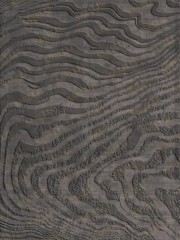 Sarelli Interiors Textiles Wave Feelings Contemporary Earth Impression Style Custom Bespoke Elegant Italian Luxury Premium Handmade & Handtufted Area Rug Carpet, Made of Bamboo Silk Material, With Cotton Backing, 2 Levels High & Low Processing Method, 8-14mm Thickness, Available in Bamboo Silk, Tencel, Viscose, Fine Wool, Flame Retardant & Stain Resistant Optional Finishes
