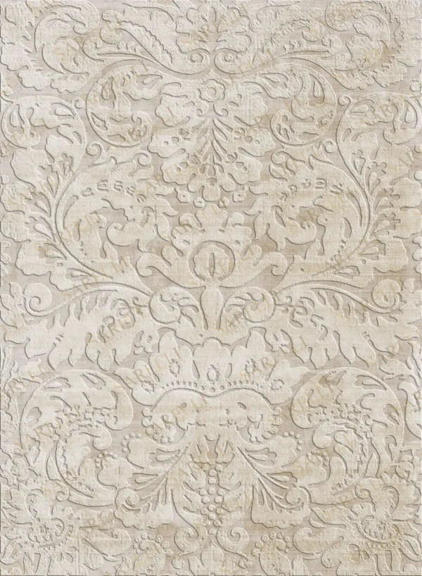 Sarelli Interiors Textiles Porcelain Garden Contemporary Whiteness Style Custom Bespoke Elegant Italian Luxury Premium Handmade & Handtufted Area Rug Carpet, Made of Viscose Material, With Cotton Backing, 2 Levels High & Low Processing Method, 8-14mm Thickness, Available in Bamboo Silk, Tencel, Viscose, Fine Wool, Flame Retardant & Stain Resistant Optional Finishes