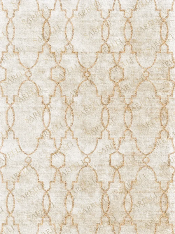 Sarelli Interiors Textiles Arabesque Pearl Contemporary Whiteness Style Custom Bespoke Elegant Italian Luxury Premium Handmade & Handtufted Area Rug Carpet, Made of Bamboo Silk Material, With Cotton Backing, Cut & Loop Processing Method, 8-14mm Thickness, Available in Bamboo Silk, Tencel, Viscose, Fine Wool, Flame Retardant & Stain Resistant Optional Finishes