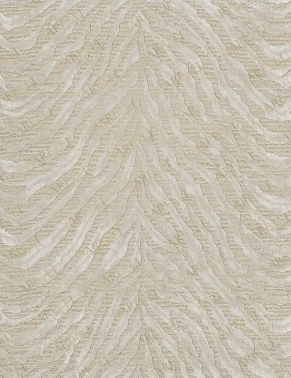 Sarelli Interiors Textiles White Zebra Contemporary Whiteness Style Custom Bespoke Elegant Italian Luxury Premium Handmade & Handtufted Area Rug Carpet, Made of Botanical Silk Material, With Cotton Backing, 2 Levels High & Low Processing Method, 8-14mm Thickness, Available in Bamboo Silk, Tencel, Viscose, Fine Wool, Flame Retardant & Stain Resistant Optional Finishes