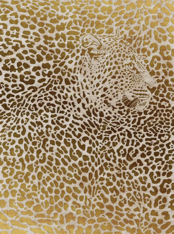 Sarelli Interiors Textiles Royal Leopard Contemporary Gold Selection Style Custom Bespoke Elegant Italian Luxury Premium Handmade & Handtufted Area Rug Carpet, Made of Viscose Material, With Cotton Backing, 2 Levels High & Low & Carving Processing Method, 8-14mm Thickness, Available in Bamboo Silk, Tencel, Viscose, Fine Wool, Flame Retardant & Stain Resistant Optional Finishes