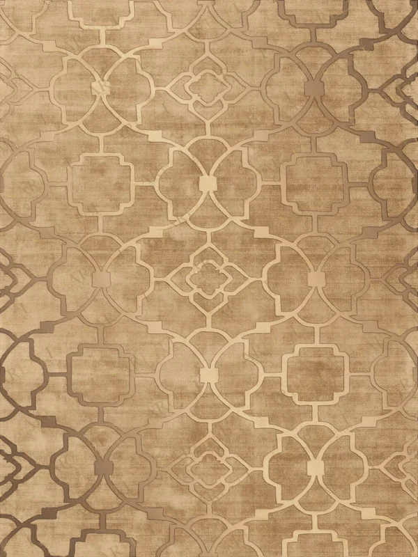 Sarelli Interiors Textiles Treasure Trellis Contemporary Gold Selection Style Custom Bespoke Elegant Italian Luxury Premium Handmade & Handtufted Area Rug Carpet, Made of Botanical Silk & Lincoln Wool Material, With Cotton Backing, 2 Levels High & Low Processing Method, 8-14mm Thickness, Available in Bamboo Silk, Tencel, Viscose, Fine Wool, Flame Retardant & Stain Resistant Optional Finishes