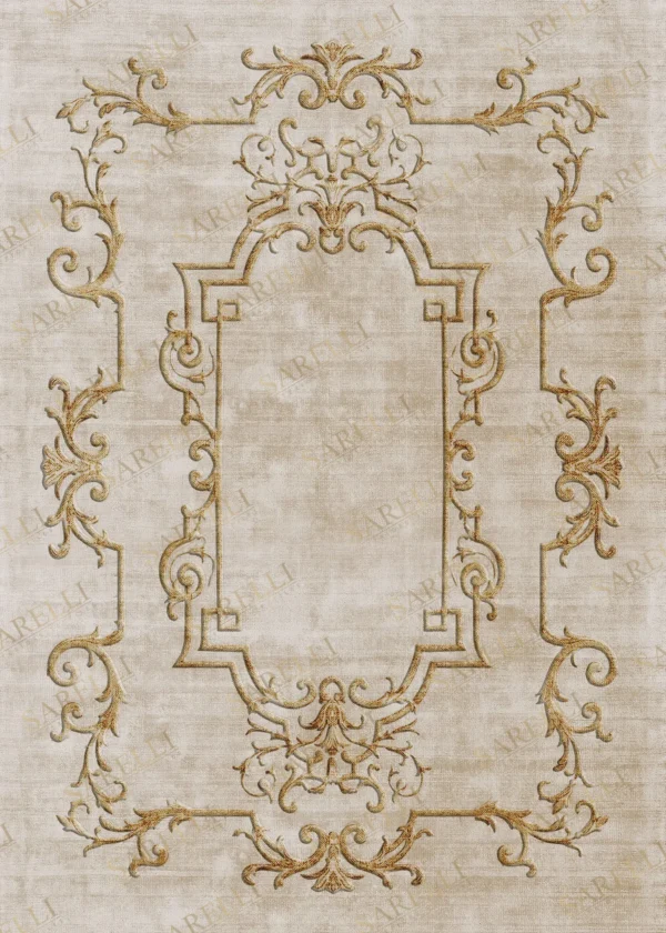 Sarelli Interiors Textiles Royal Gate Contemporary Gold Selection Style Custom Bespoke Elegant Italian Luxury Premium Handmade & Handtufted Area Rug Carpet, Made of Bamboo Silk & Lurex Material, With Cotton Backing, Cut & Loop Processing Method, 8-14mm Thickness, Available in Bamboo Silk, Tencel, Viscose, Fine Wool, Flame Retardant & Stain Resistant Optional Finishes