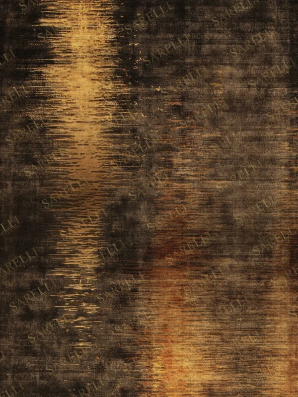 Sarelli Interiors Textiles Gold Reflection Contemporary Gold Selection Style Custom Bespoke Elegant Italian Luxury Premium Handmade & Handtufted Area Rug Carpet, Made of Botanical Silk Material, With Cotton Backing, Cut & Loop Processing Method, 8-14mm Thickness, Available in Bamboo Silk, Tencel, Viscose, Fine Wool, Flame Retardant & Stain Resistant Optional Finishes