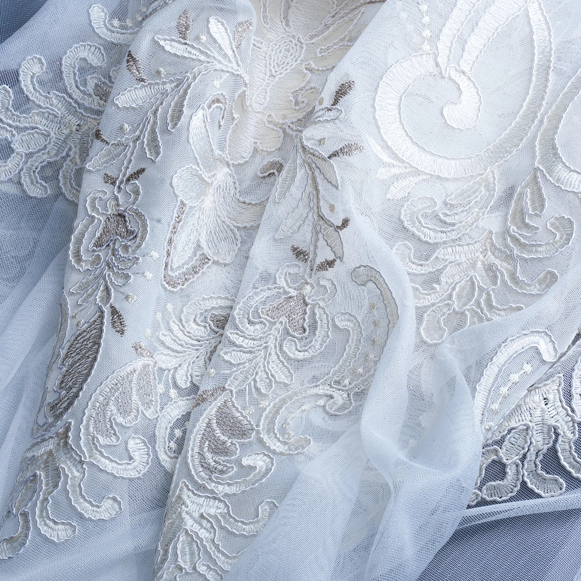 Semi-sheer bedroom curtain in soft ivory tones