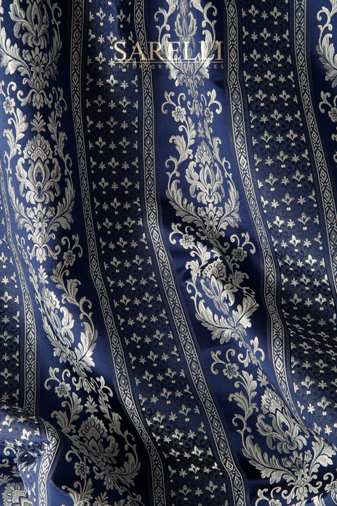 Chateau Stripes Night Blue Silver