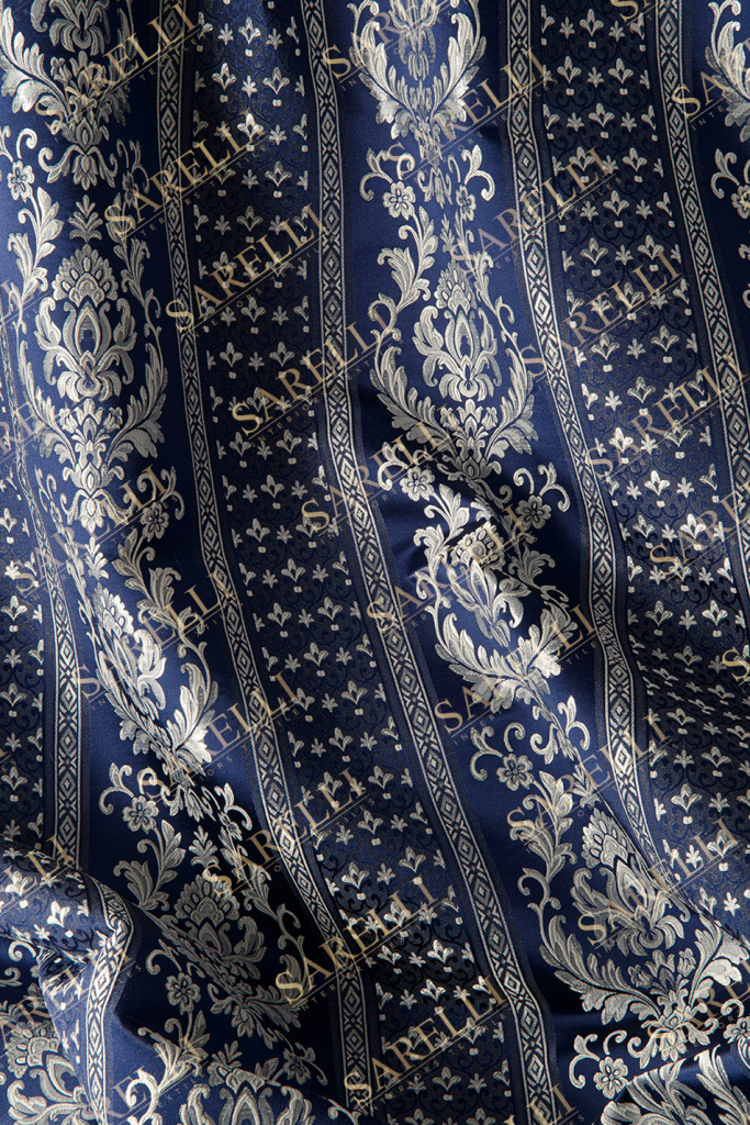 Chateau Stripes Night Blue Silver